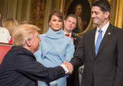 President Donald J. Trump, left, shakes hands with House Speaker Paul Ryan, R-Wis., during Inauguration Day on January 20, 2017.