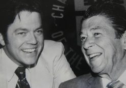 Art Laffer, left, the father of the Laffer Curve, and President Ronald Reagan, right.