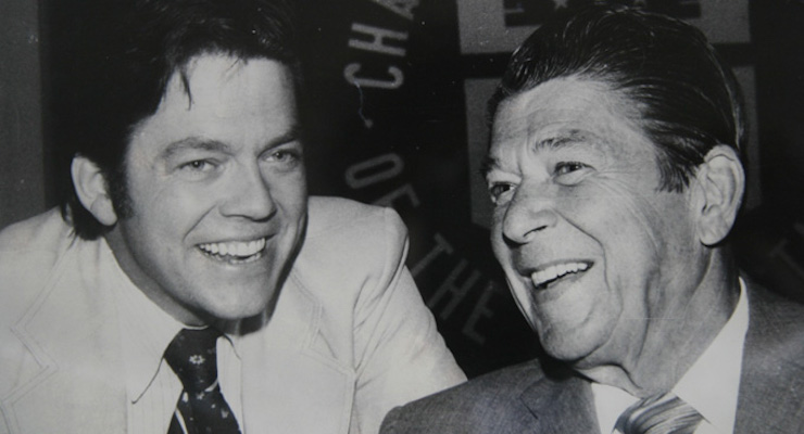 Art Laffer, left, the father of the Laffer Curve, and President Ronald Reagan, right.