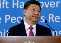 Chinese President Xi Jinping addresses the guests during a gift handover ceremony at the United Nations European headquarters in Geneva, Switzerland, January 18, 2017. (Photo: Reuters)