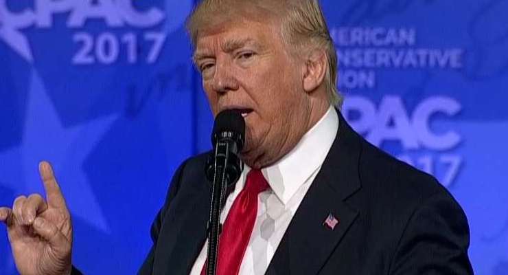 President Donald J. Trump speaks at the Conservative Political Action Conference (CPAC) in Maryland on Feb. 24, 2017.