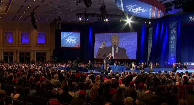 President Donald J. Trump speaks at the Conservative Political Action Conference (CPAC) in Maryland on Feb. 24, 2017.