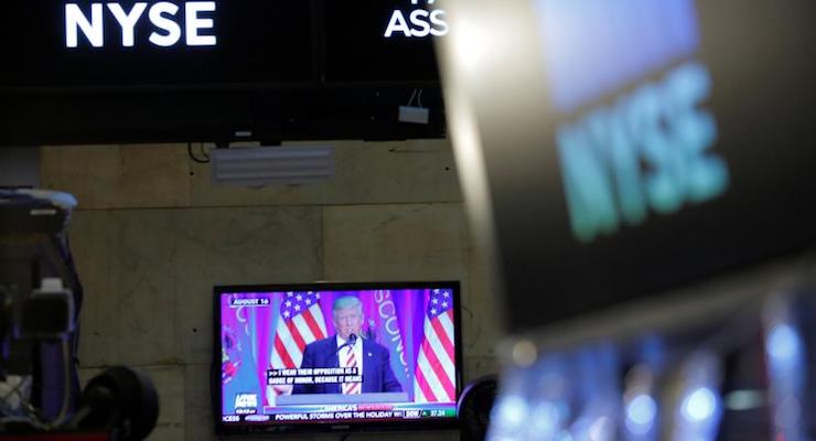 Then-President-elect Donald J. Trump is broadcast on a screen on the floor at the New York Stock Exchange (NYSE) in Manhattan, New York City, U.S. December 27, 2016. (Photo: Reuters)