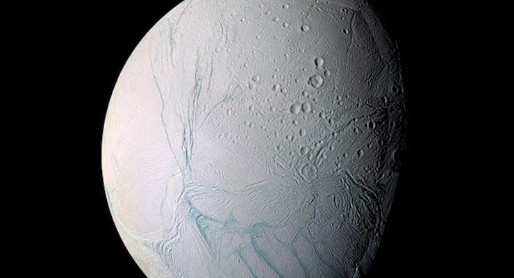 Enceladus as viewed from NASA's Cassini spacecraft. (Photo: Courtesy of NASA)