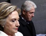 Hillary Clinton, left, and Bill Clinton, to her right, attend a meeting with President Donald J. Trump on Inauguration Day. (Photo: AP)