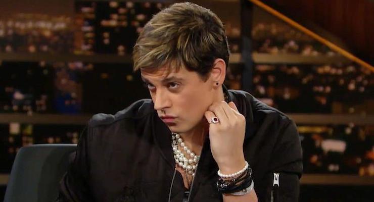 Milo Yiannopoulos appears on the HBO series Real Time with Bill Maher.