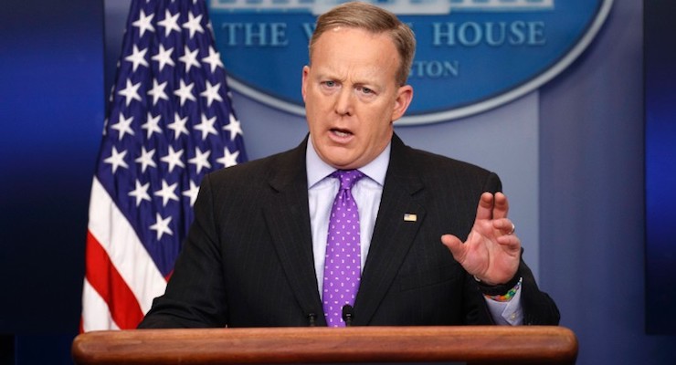 White House Press Secretary Sean Spicer, who served as the White House Communications Director, takes questions from reporters in the Brady Briefing Room.