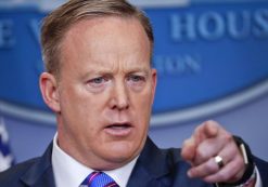 White House Press Secretary Sean Spicer responds to questions about the firing of Michael Flynn as National Security Advisor on Tuesday, Feb. 14, 2017.