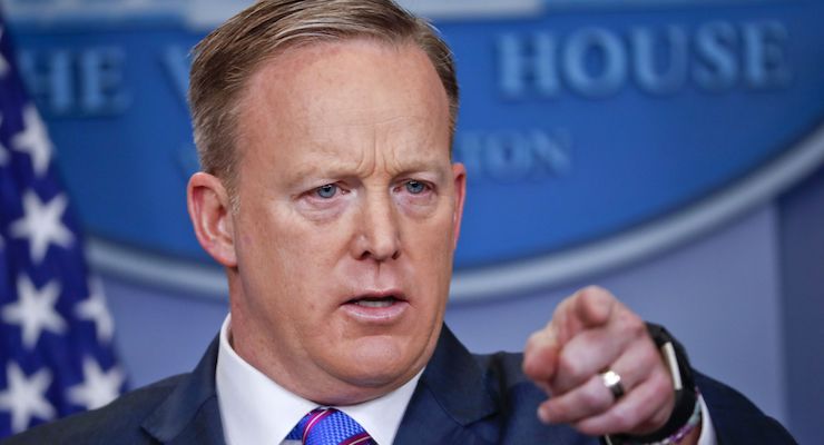 White House Press Secretary Sean Spicer responds to questions about the firing of Michael Flynn as National Security Advisor on Tuesday, Feb. 14, 2017.