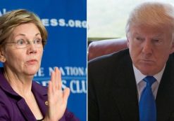 Senator Elizabeth Warren, D-Mass., left, and Donald J. Trump, right. (Photos: AP)