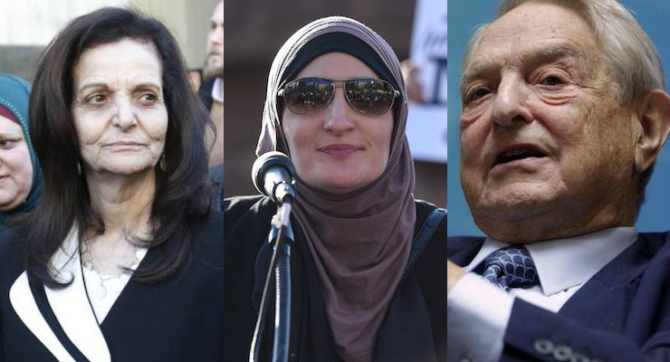 Palestinian activist Rasmieh Yousef Odeh, left, Sharia activist Linda Sarsour, center, and billionaire former Nazi sympathizer George Soros, right. (Photos: Reuters)