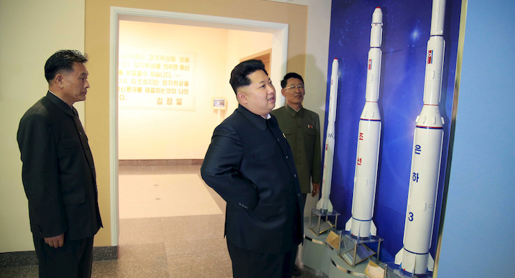 North Korean leader Kim Jong Un (C) provides field guidance at the newly built National Space Development General Satellite Control and Command Centre in Pyongyang. (Photo: Reuters)