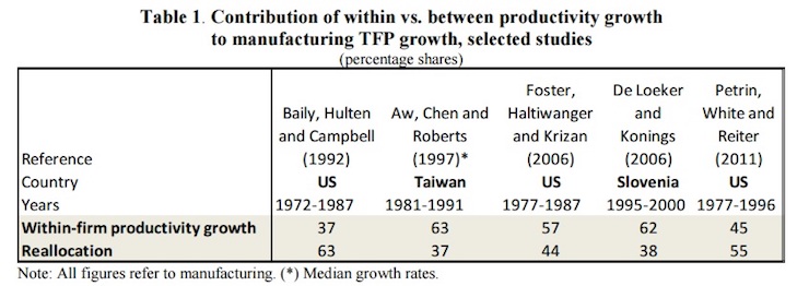 Within Vs Between Productivity Growth Studies