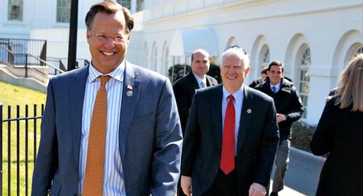 House Freedom Caucus member Rep. Dave Brat, R-Va., arrives at the White House, Thursday, March 23, 2017, in Washington. (Photo: AP)