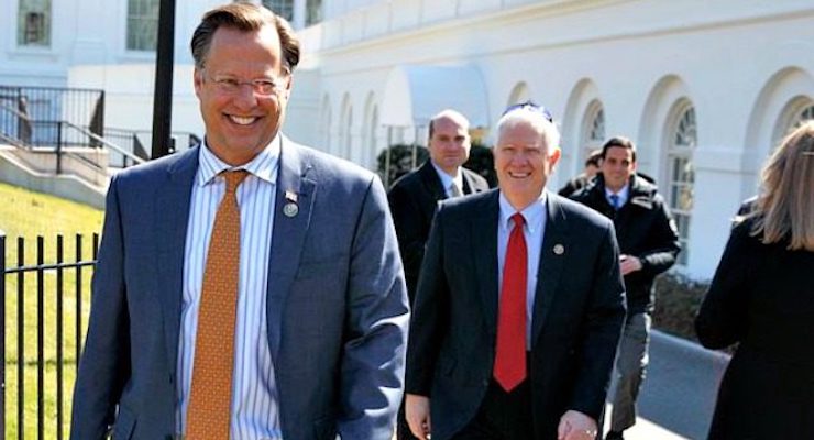 House Freedom Caucus member Rep. Dave Brat, R-Va., arrives at the White House, Thursday, March 23, 2017, in Washington. (Photo: AP)