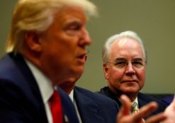 Health and Human Services Secretary Tom Price with President Donald Trump at a meeting with health insurance company CEOs at the White House on February 27, 2017. (Photo: Reuters)