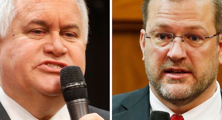 Republican state treasurer Ron Estes, left, and Democrat James Thompson, candidates for the 4th Congressional District in Kansas. (Photo: AP)