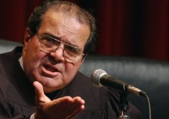 The late and great Supreme Court Justice Antonin Scalia poses a question to plaintiffs in 2005. (Photo: AP)