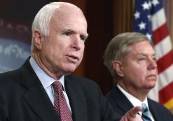 Sens. John McCain, R-Ariz., left, and Lindsey Graham, R-S.C., right, hold a joint press conference in Washington D.C. (Photo: Reuters)