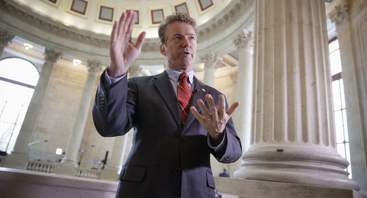 Sen. Rand Paul, R-Ky., discusses the American Health Care Act before a TV interview on Capitol Hill in Washington, D.C. on Wednesday, March 15, 2017. (Photo: AP)