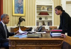 President Barack Obama talks with National Security Advisor Susan E. Rice in the Oval Office prior to a phone call with President Vladimir Putin of Russia, Feb. 10, 2015. (Photo: White House/Pete Souza)