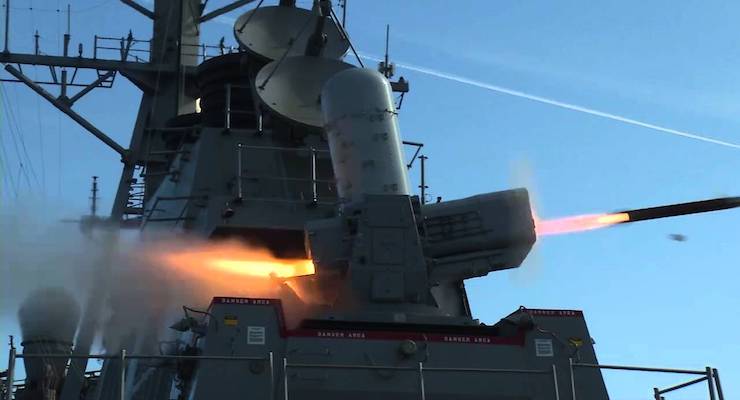 USS Porter conducts a test of the SeaRAM in the Mediterranean Sea.