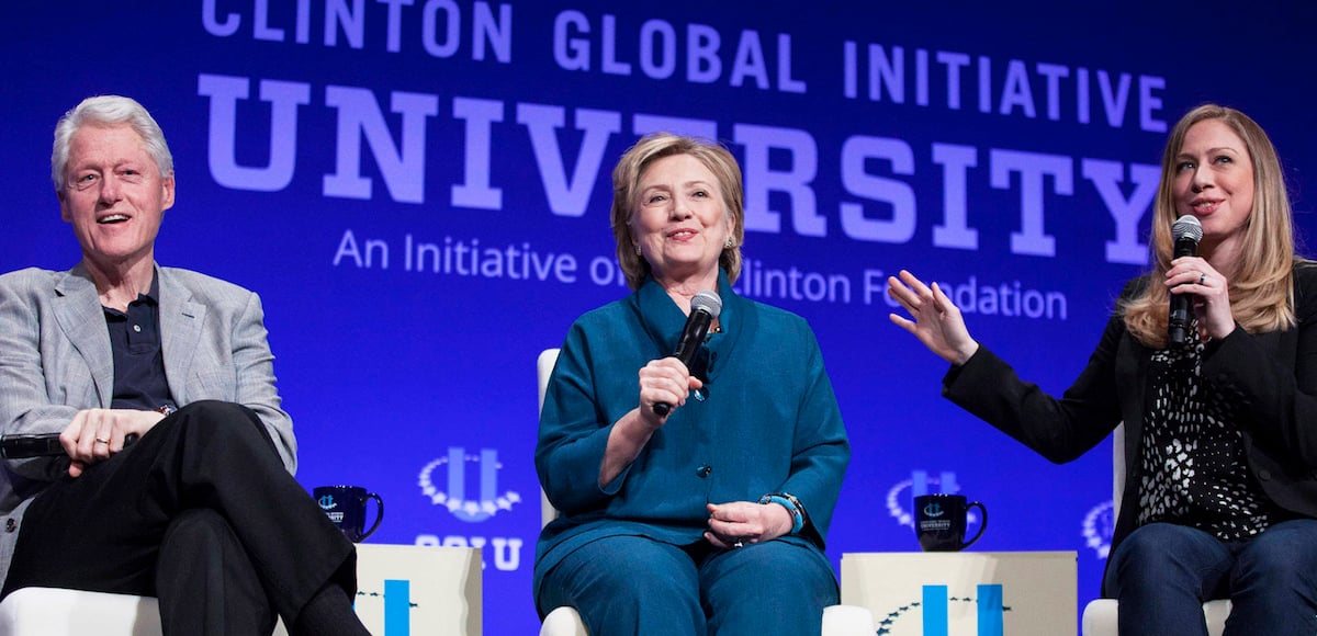 From L-R: Former U.S. President Bill Clinton, Former Secretary of State Hillary Clinton, and Vice Chair of the Clinton Foundation Chelsea Clinton, discuss the Clinton Global Initiative University during the closing plenary session on the second day of the 2014 Meeting of Clinton Global Initiative University at Arizona State University in Tempe, Arizona March 22, 2014. (Photo: Reuters)