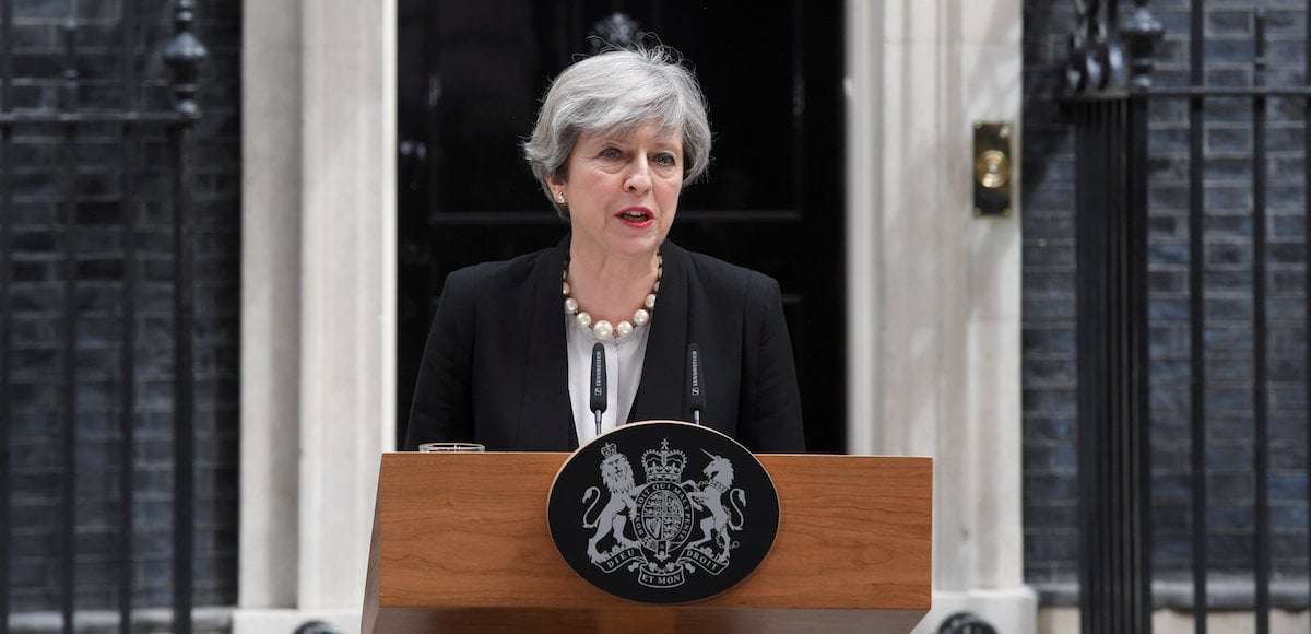 British Prime Minister Theresa May speaks about the suicide bombing at the Manchester Arena outside 10 Downing Street in London, May 23, 2017. (Photo: Reuters)