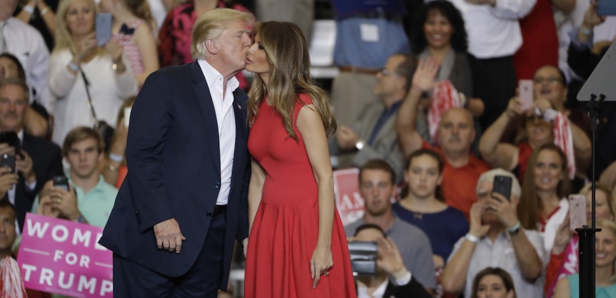 President Donald J. Trump with his wife, First Lady Melania Trump, take the stage during a campaign-style "Thank You" rally for supporters on Saturday, February 18, 2017, in Melbourne, Florida. (Photo: Associated Press/AP)