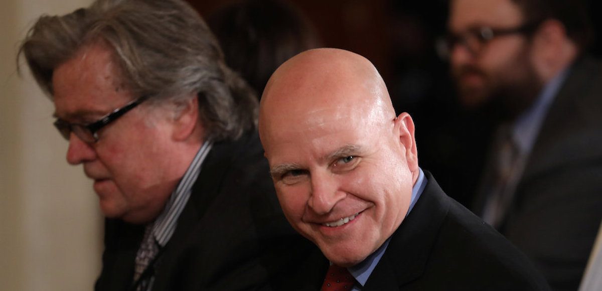 White House National Security Advisor H.R. McMaster (C) and Chief Strategist Steve Bannon (L) attend a joint news conference between U.S. President Donald Trump and NATO Secretary General Jens Stoltenberg in the Oval Office at the White House in Washington, U.S., April 12, 2017. (Photo: Reuters)