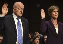Former acting Attorney General Sally Yates and former Director of National Intelligence James Clapper are sworn in before the Senate Judiciary Committee on Capitol Hill in Washington, D.C., on May 8. (Photo: Reuters)