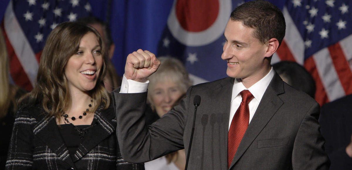 State Treasurer Josh Mandel, right, celebrates his 2010 win with his wife, Ilana, in Columbus, Ohio. (Photo: AP)
