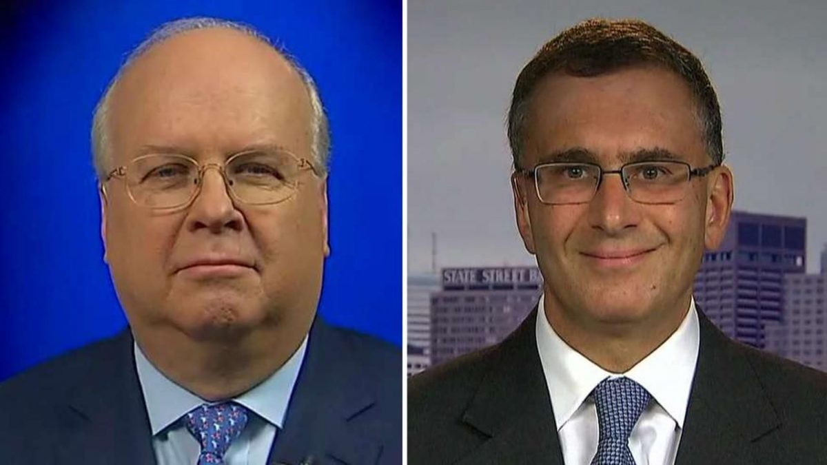 Karl Rove, left, and Jonathan Gruber, right, appear on Fox News Sunday with Chris Wallace on Sunday May 7, 2017. (Photo: Fox News)