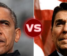 Barack Obama, left, and Ronald Reagan, right.
