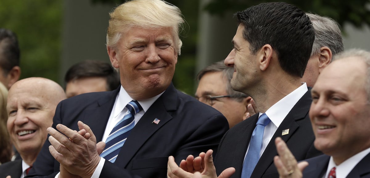 President Donald J. Trump and House Speaker Paul Ryan., R-Wis., in the Rose Garden at the White House in Washington, Thursday, May 4, 2017, after Republicans in the House passed through the ObamaCare repeal bill, the American Health Care Act (AHCA). (Photo: AP)