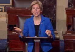 Senator Elizabeth Warren gives remarks on the Senate floor on June 22, 2017 after the release of the Senate Republicans' health care bill.