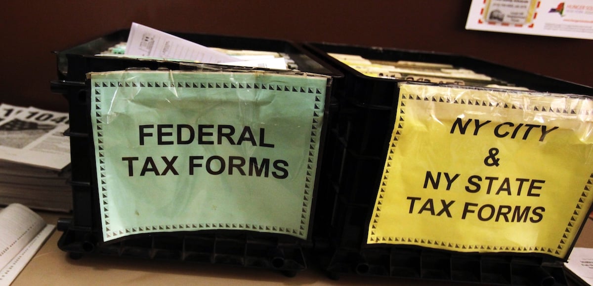 FILE PHOTO - Crates filled with 2011 tax forms are seen at the 96th Street Public Library in New York April 17, 2012. (Photo: Reuters)