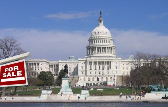 For Sale sign outside the U.S. Capitol Building in Washington, D.C. (Graphic Illustration)
