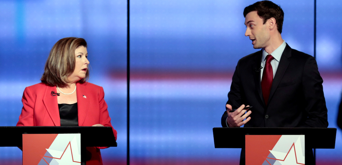 Candidates in Georgia's 6th Congressional District race Republican Karen Handel, left, and Democrat Jon Ossoff debate on Tuesday, June 6, 2017, in Atlanta. The two meet in a June 20 special election. (Photo: Reuters)