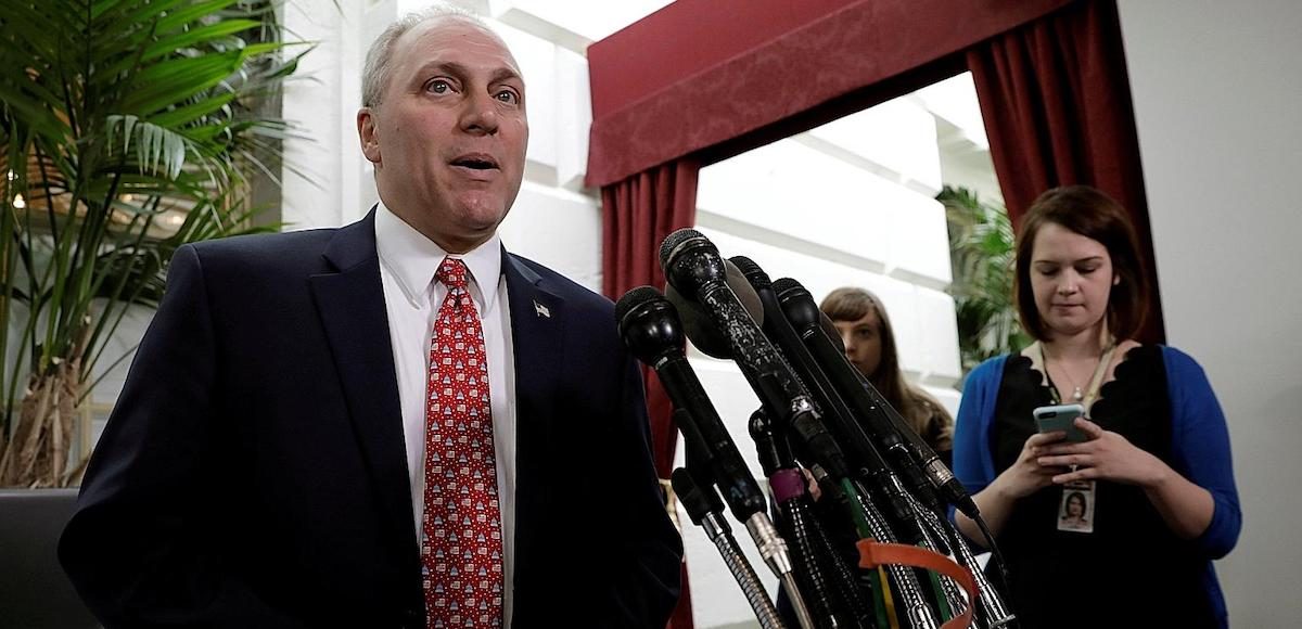 FILE PHOTO - House Majority Whip Steve Scalise (R-LA) speaks to reporters at the U.S. Capitol, hours before an expected vote to repeal Obamacare in Washington, D.C., U.S. on May 4, 2017. (Photo: Reuters)