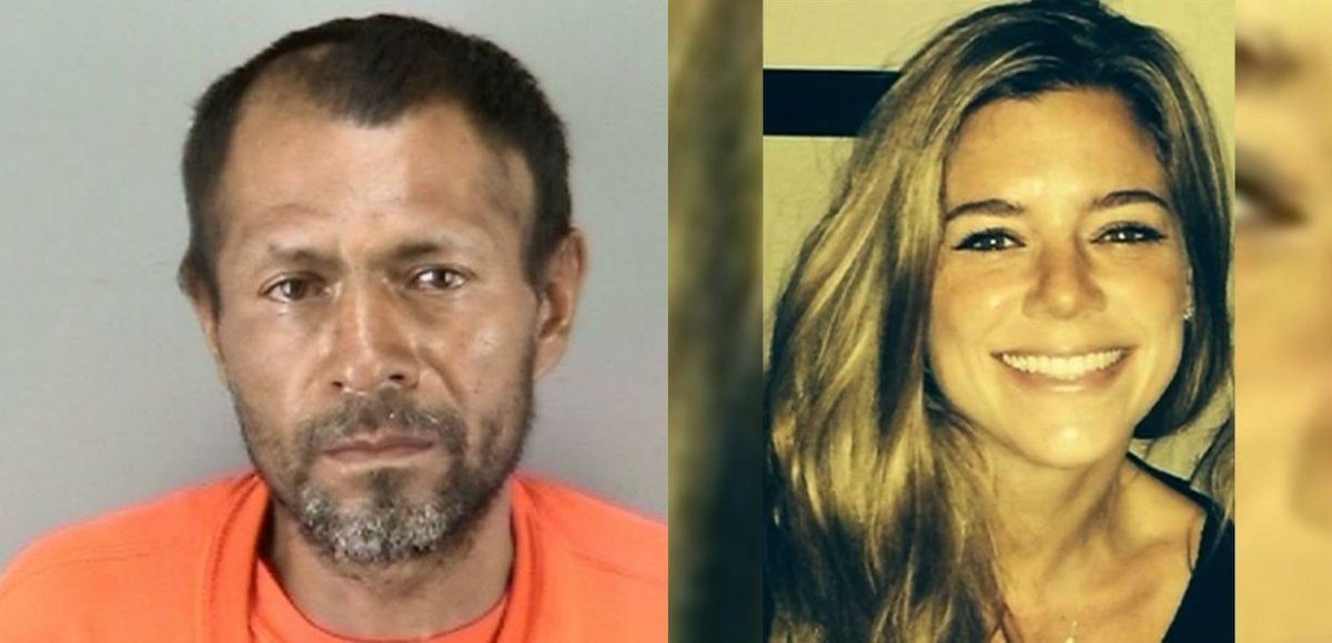 Kate Steinle, right, was shot and killed on July 1, 2015 near San Francisco's Pier 14 by Juan Francisco Lopez-Sanchez, left, who had been deported and allowed to return to the sanctuary city multiple times.