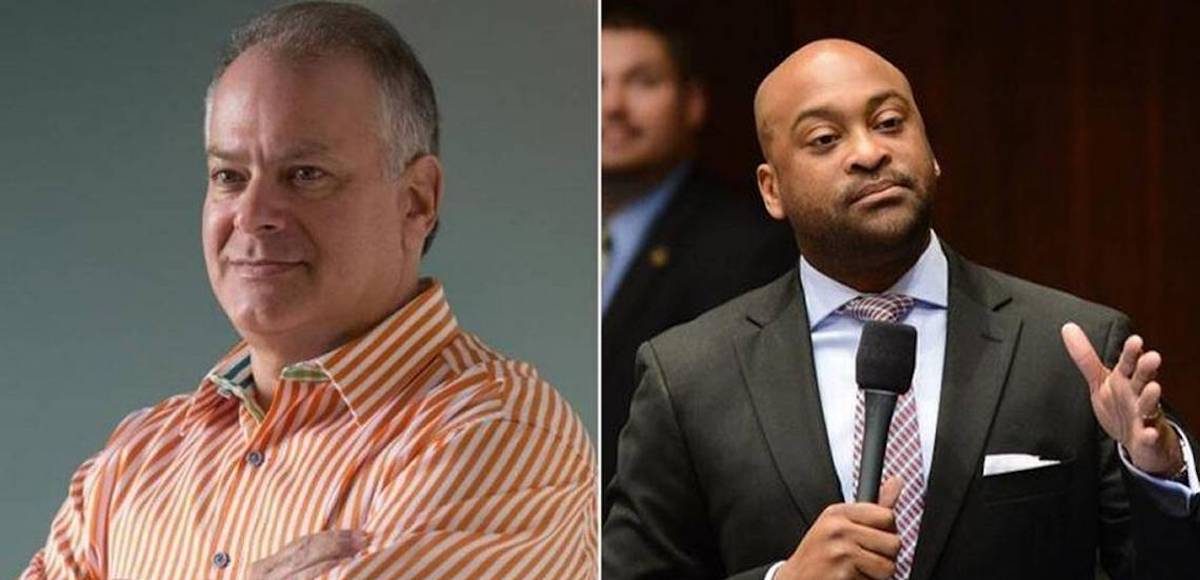 Florida Democratic Party Chairman Stephen Bittel, left, and Oscar Braynon, right, the Senate Democratic leader.