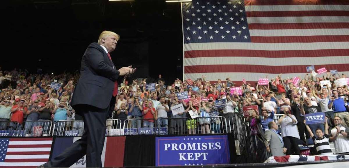 President Donald Trump arrives on stage to speak at the U.S. Cellular Center in Cedar Rapids, Iowa, Wednesday, June 21, 2017. This is Trump's first visit to Iowa since the election. (Photo: AP)