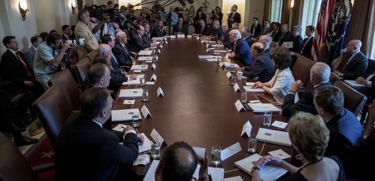 President Donald Trump speaks during a cabinet meeting, Monday, June 12, 2017, in the Cabinet Room of the White House in Washington. (Photo: AP)