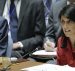 United States U.N. Ambassador Nikki Haley, right, speaks during United Nations Security Council meeting on North Korea's latest launch of an intercontinental ballistic missile, Wednesday July 5, 2017 at U.N. headquarters. (Photo: AP)