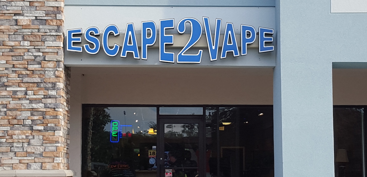 File: Outside Escape to Vape, a brick-and-mortar e-cigarette and e-liquid vapor store in Gainesville, Florida on June 30, 2017. (Photo: People's Pundit Daily/PPD)