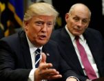 Homeland Security Secretary John Kelly, right, listens to U.S. President Donald Trump during a meeting with cyber security experts in the Roosevelt Room of the White House in Washington January 31, 2017. (Photo: Reuters)
