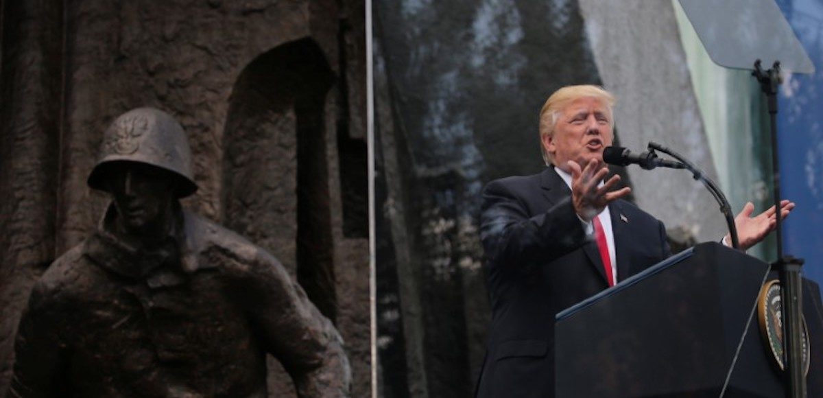 U.S. President Donald Trump gives a public speech in front of the Warsaw Uprising Monument at Krasinski Square in Warsaw, Poland July 6, 2017. (Photo: Reuters)