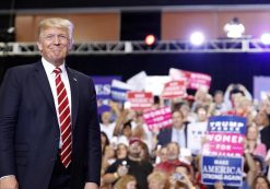 President Donald Trump stands before speaking at a rally at the Phoenix Convention Center, Tuesday, Aug. 22, 2017, in Phoenix. (Photo: AP)