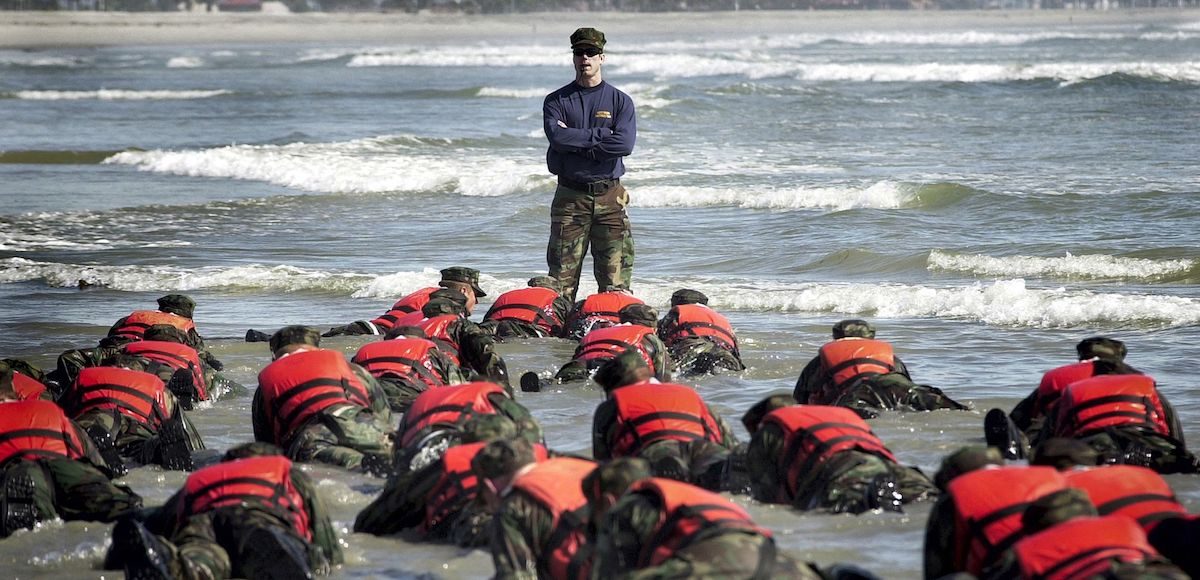 First Phase A Navy SEAL Instructor in Class 245 provides a lesson to his trainees on listening to instruction. (Photo: Courtesy of U.S. Navy/Photographer's Mate 2nd Class Eric S. Logsdon)